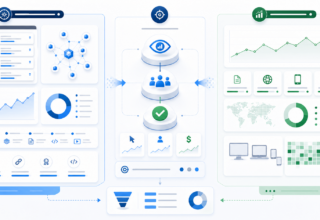 Comparison diagram of citation-focused and impression-focused AI search measurement systems connected to sessions and conversions
