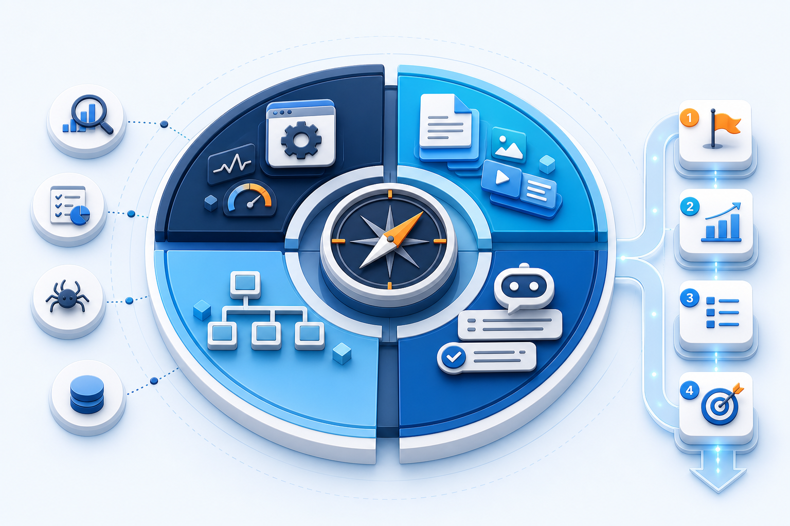 SEO & GEO Optimisation 2 SEO and GEO audit diagnostic and prioritisation illustration