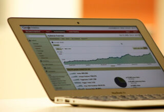 Computer screen with website analytics used to review canonical URL and indexing signals