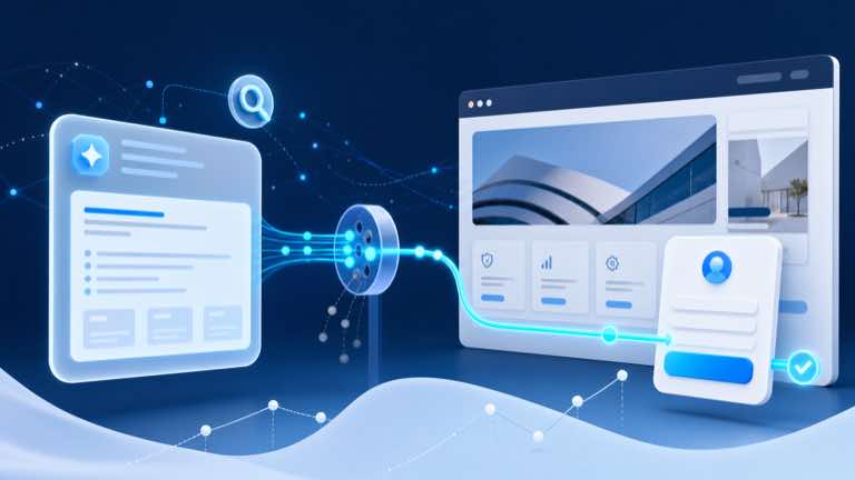 AI Overviews Are Everywhere: How Service Websites Can Protect Lead Quality 1 Illustration of an AI answer guiding a visitor to a service website contact path