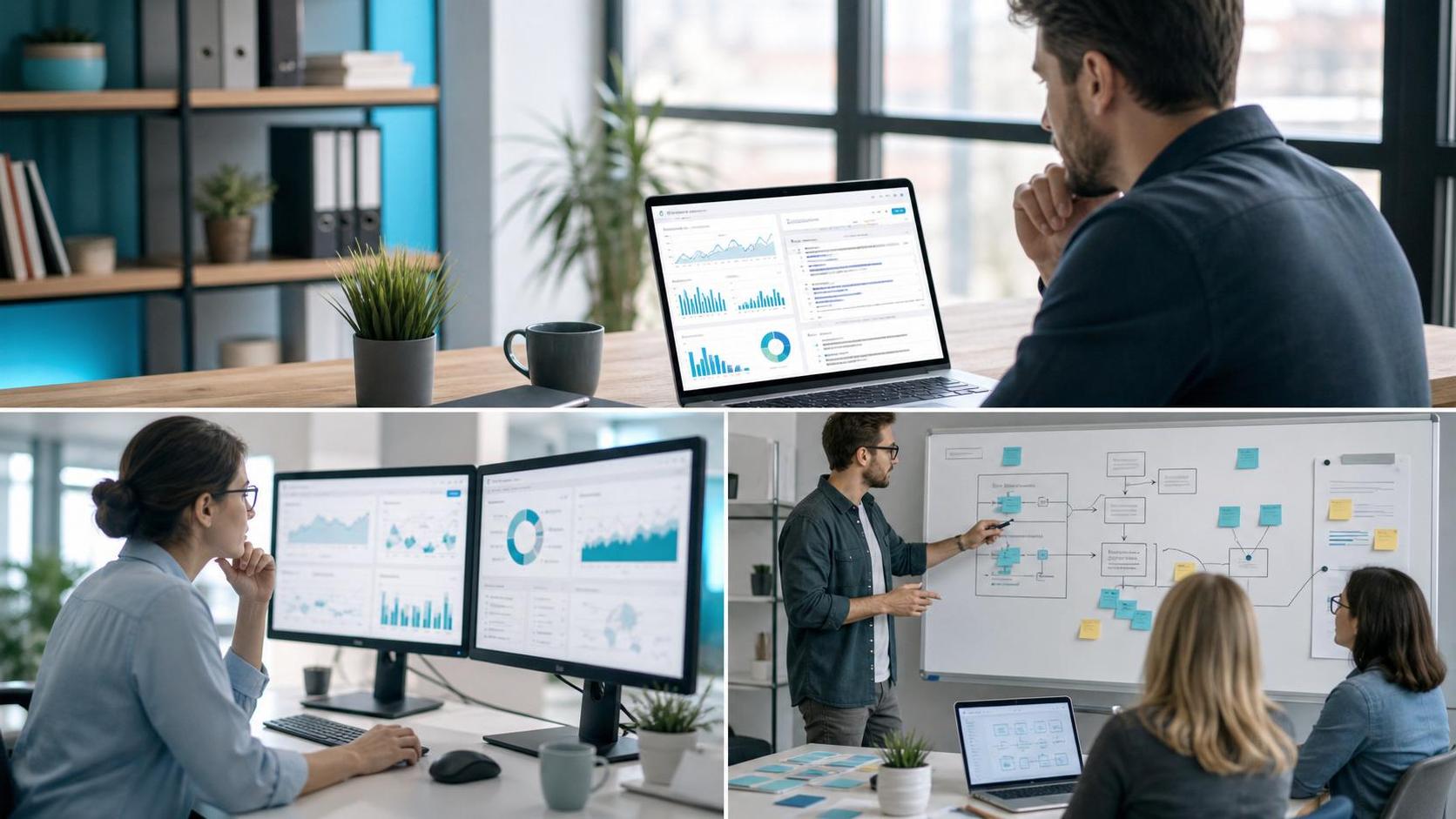 How to Measure AI Search Visibility With Bing Webmaster Tools 1 Marketing manager reviewing AI visibility and performance dashboards