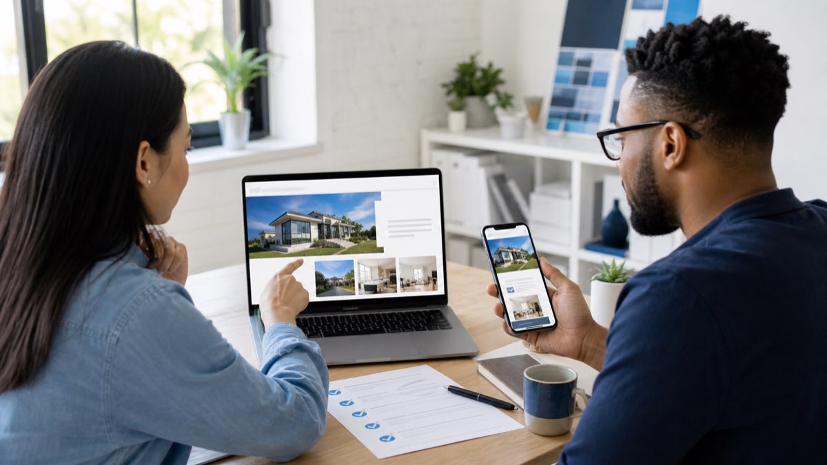 WordPress 7.1 Responsive Styling: A Small Business Mobile QA Checklist 1 Two small business website professionals comparing a responsive website layout on laptop and smartphone