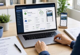 Small business website maintenance dashboard with backup, update and SEO checks