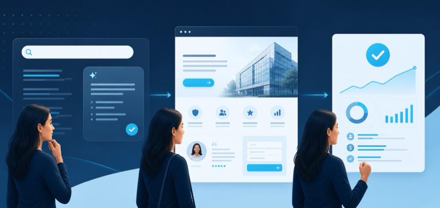 AI Search Changed the SEO–Paid Search Handoff 1 Customer moving from an AI-assisted search result to a credible service website and a measured conversion outcome