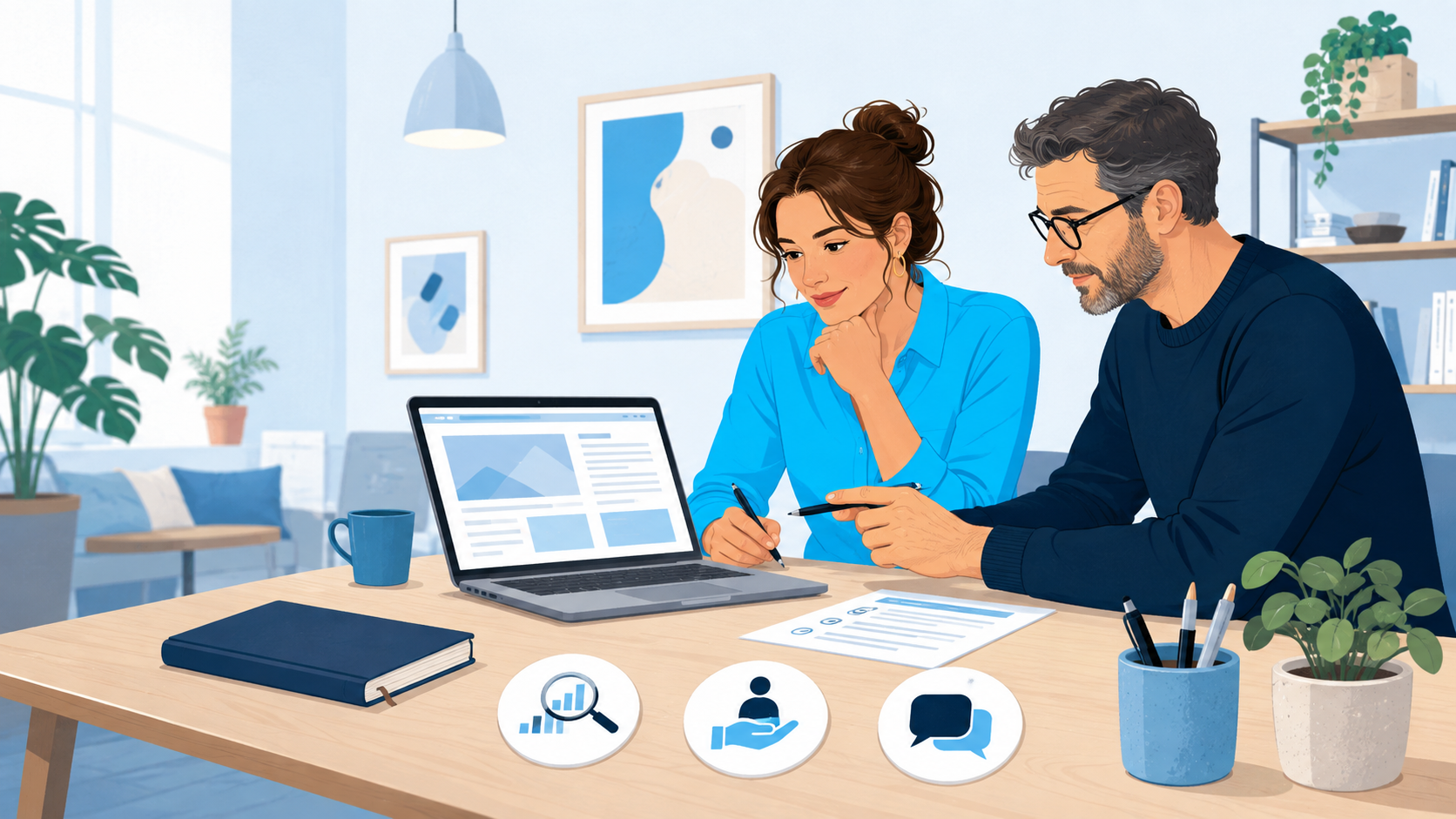 AI-Assisted Content: A Publish-or-Rework Test 1 Marketing lead and subject-matter expert reviewing AI-assisted website content before publication