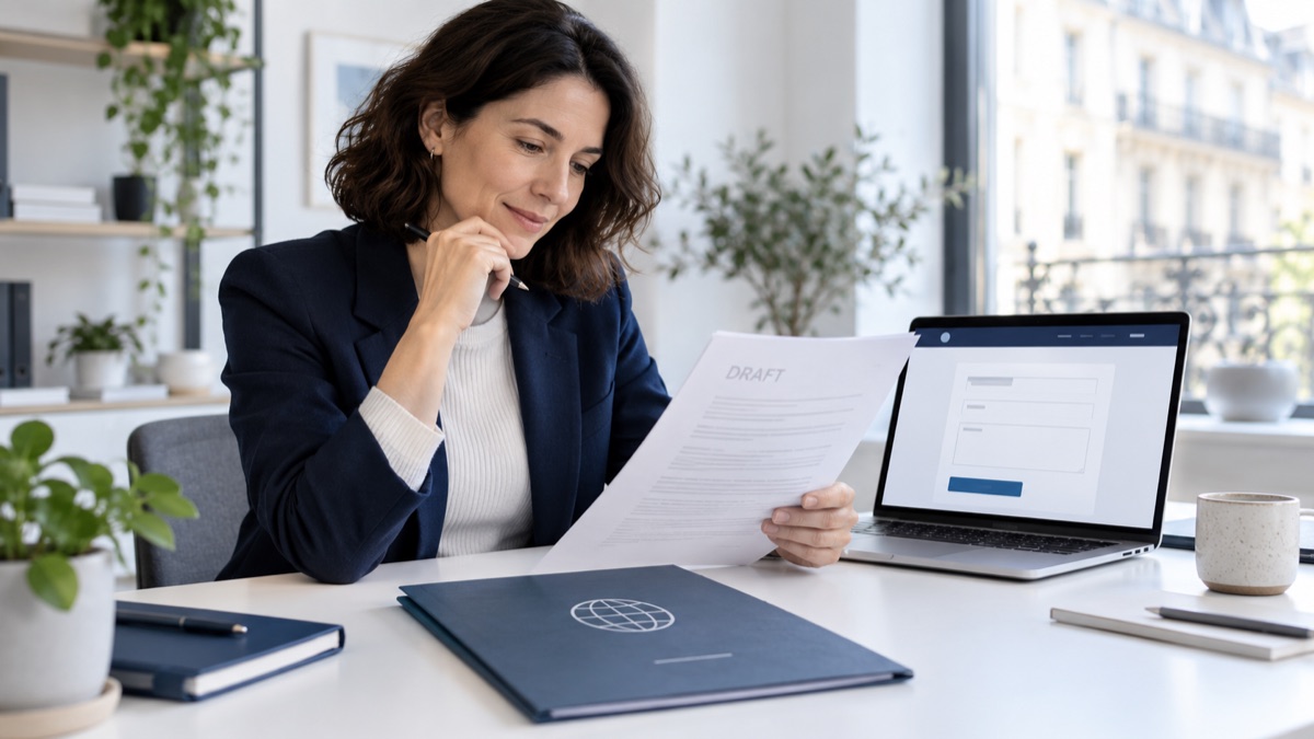 WCAG 3 Is Still a Draft: What Website Owners Should Do Now 1 Website owner compares an accessibility project draft beside a laptop displaying an enquiry form